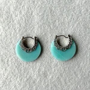 Vintage Merav Sterling Silver and Blue Chalcedony Earrings